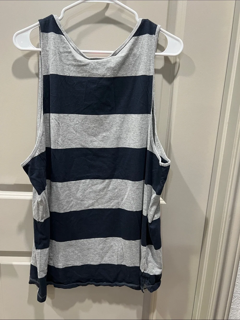 Nike Navy Blue and Gray Striped Tank with Red Logo 100% Cotton